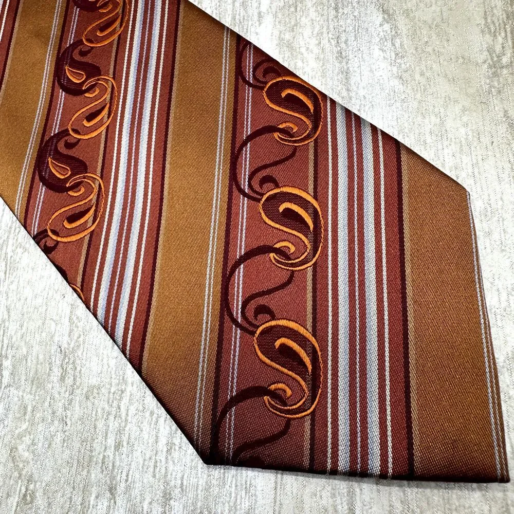 GIANNI VERSACE Men's 100% Silk Necktie SPAIN‎ Luxury Vertical Striped Abstract